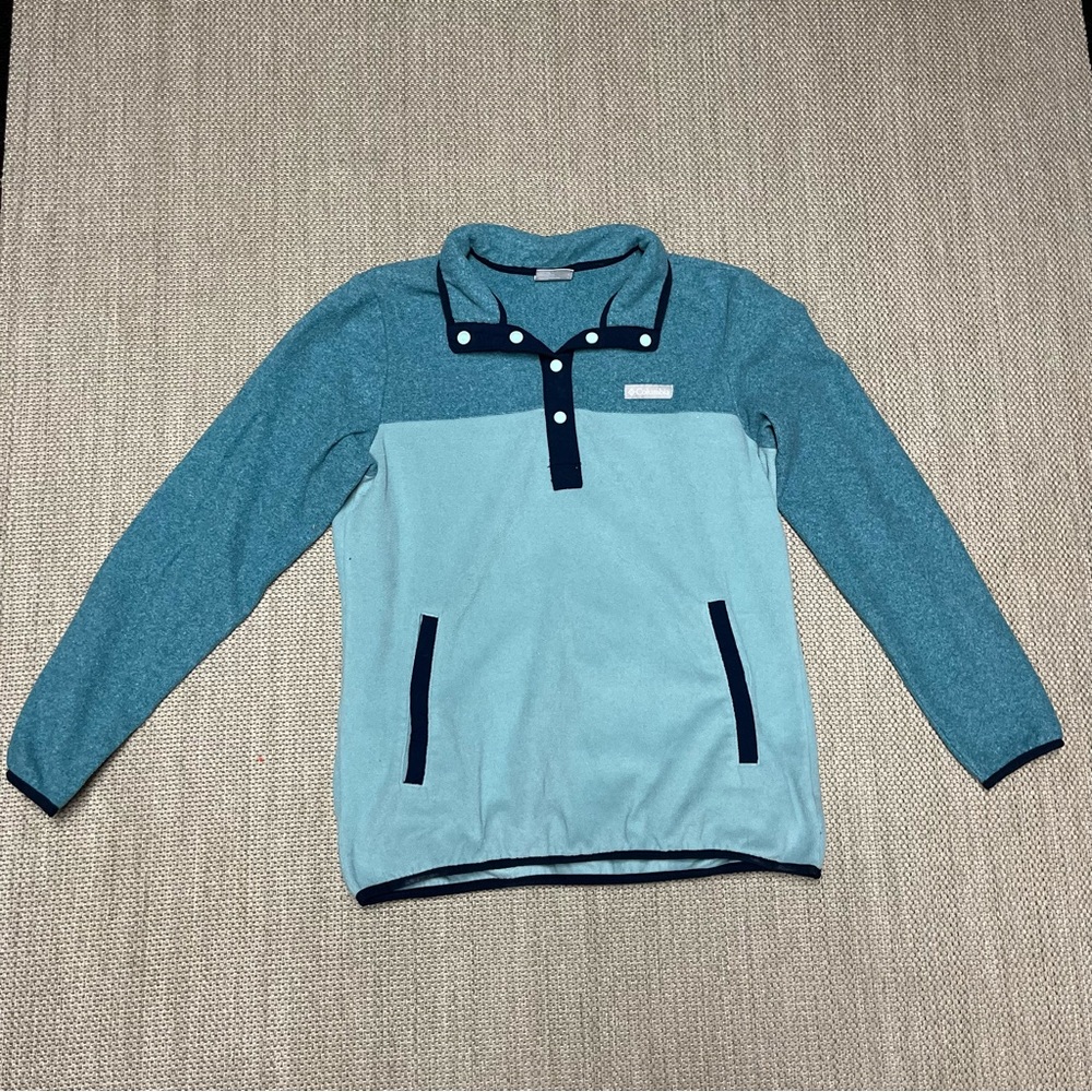 Columbia Two-Tone Blue Quarter Button-Up Fleece Pullover Jacket